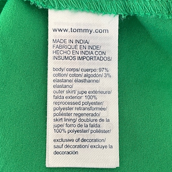 Tommy Hilfiger Striped Button-Front Shirt Dress w/ Green Pleated Skirt XXS - Picture 6 of 8